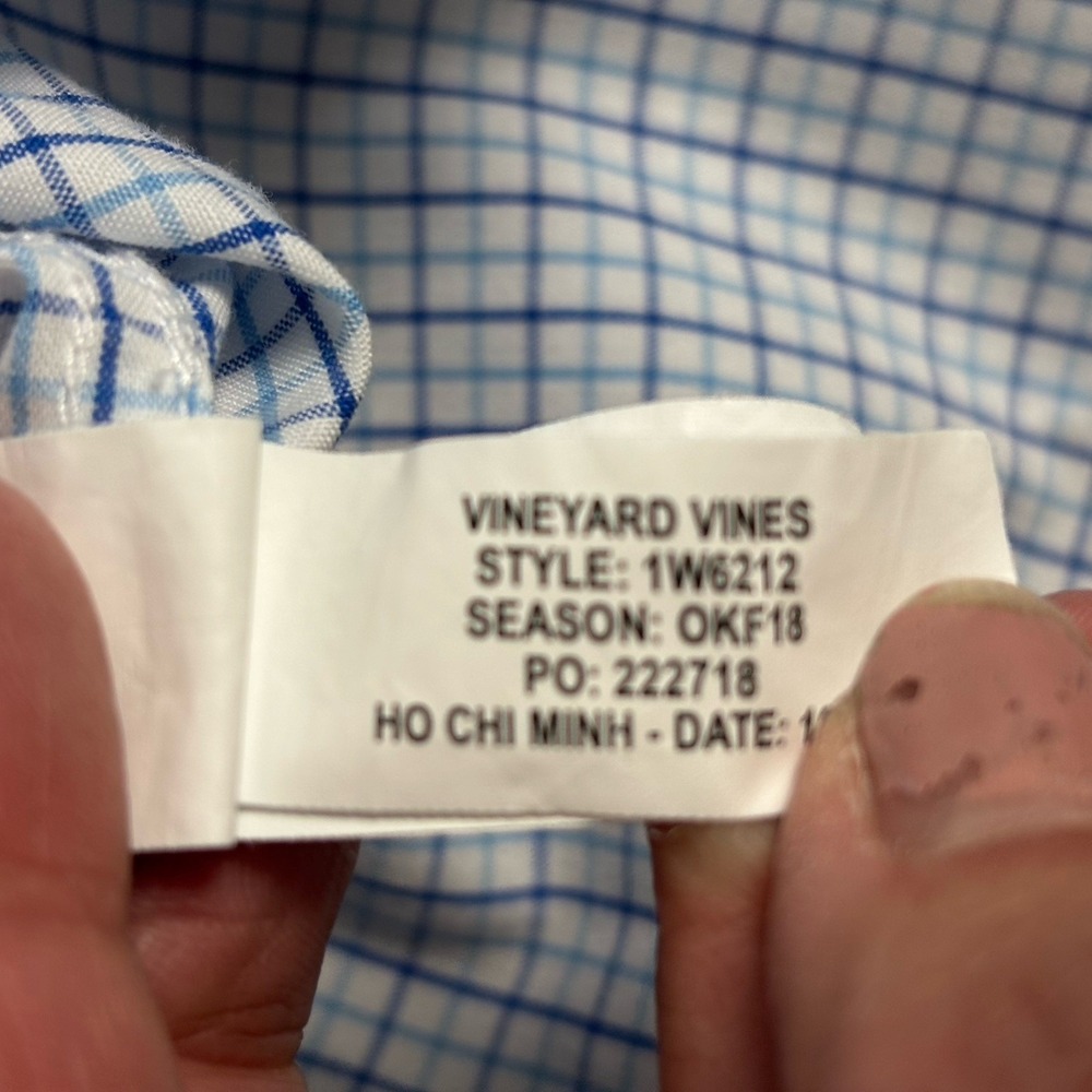 Vineyard Vines Whale Shirt Men's XL Check Blue Long Sleeve Cotton Button Down - Picture 8 of 8